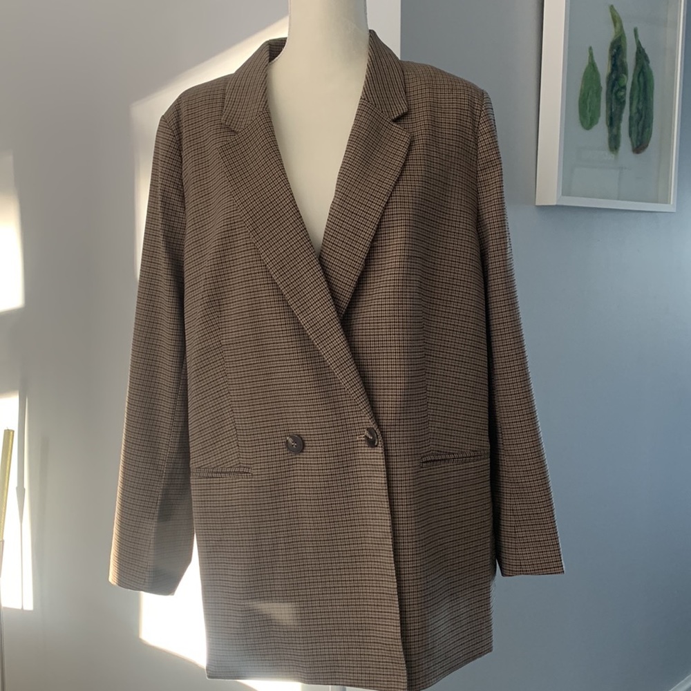H&M Brown Checkered Blazer